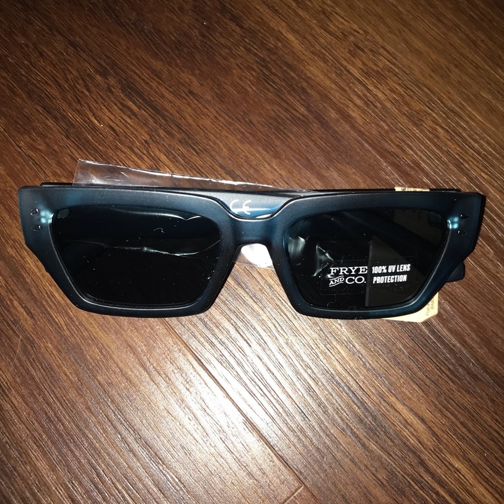 Frye & Co Translucent Blue Retro Style Slim Rectangle Sunglasses NEW